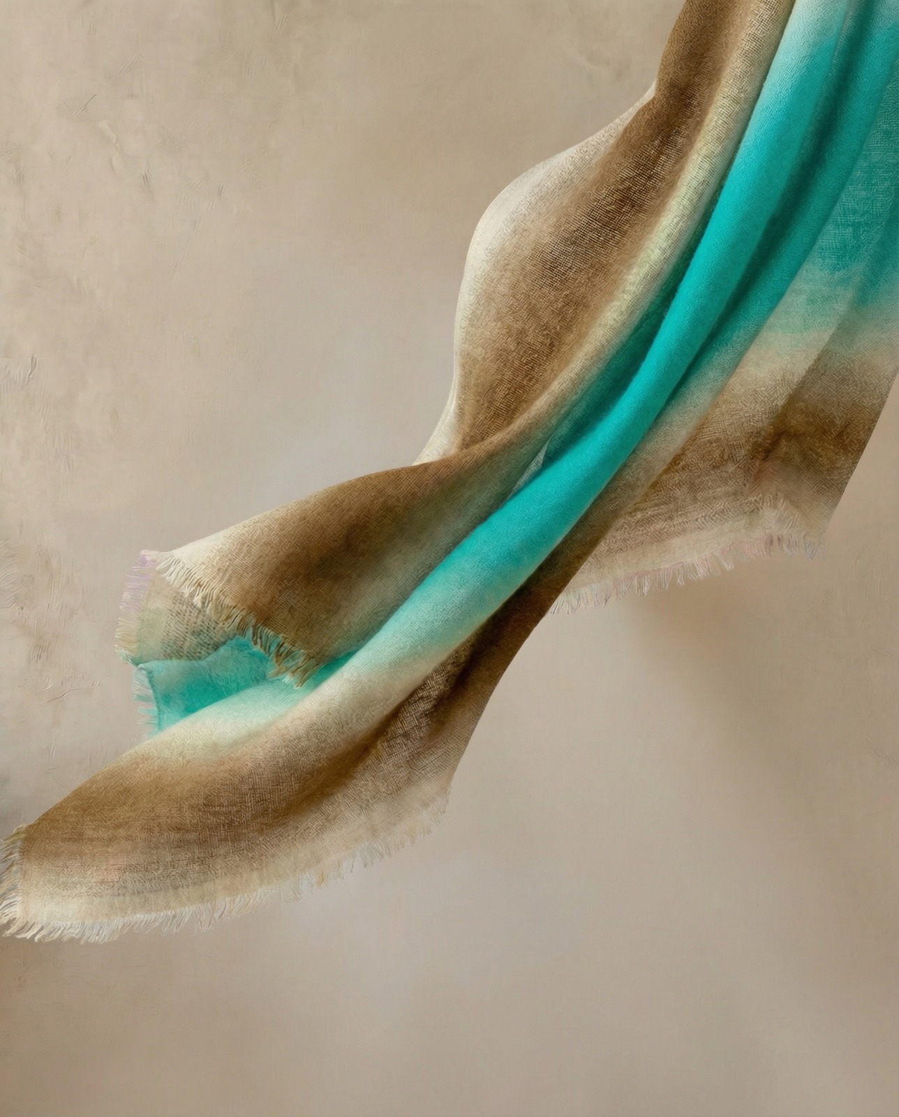 Apoil — étole cachemire turquoise et sable