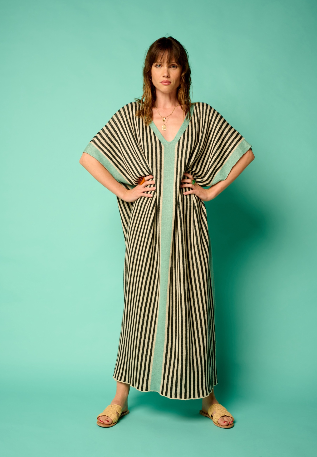 Apoil — robe rayée vert d'eau